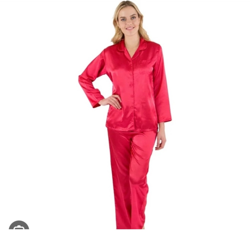 Red silk pajamas